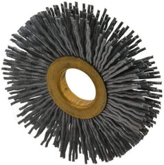 Osborn - 2-1/2" OD, 5/8" Arbor Hole, Crimped Nylon Wheel Brush - 3/8" Face Width, 11/16" Trim Length, 15,000 RPM - USA Tool & Supply