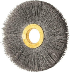 Osborn - 3" OD, 5/8" Arbor Hole, Crimped Steel Wheel Brush - 3/8" Face Width, 15/16" Trim Length, 0.006" Filament Diam, 20,000 RPM - USA Tool & Supply