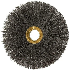 Osborn - 4" OD, 5/8" Arbor Hole, Crimped Steel Wheel Brush - 3/16" Face Width, 1-1/2" Trim Length, 0.008" Filament Diam, 15,000 RPM - USA Tool & Supply