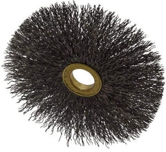 Osborn - 4" OD, 5/8" Arbor Hole, Crimped Steel Wheel Brush - 3/16" Face Width, 1-1/2" Trim Length, 0.014" Filament Diam, 15,000 RPM - USA Tool & Supply