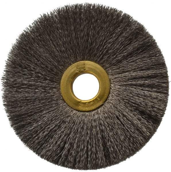 Osborn - 3" OD, 1/2" Arbor Hole, Crimped Stainless Steel Wheel Brush - 1/4" Face Width, 1" Trim Length, 0.005" Filament Diam, 20,000 RPM - USA Tool & Supply