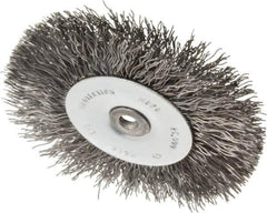 Osborn - 3" OD, 1/4" Shank Diam, Crimped Steel Wheel Brush - 7/16" Face Width, 3/4" Trim Length, 0.014" Filament Diam, 25,000 RPM - USA Tool & Supply