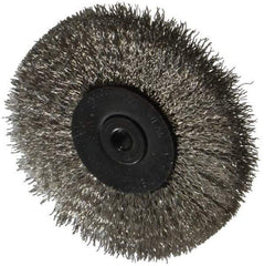 Osborn - 2-1/2" OD, 1/4" Shank Diam, Crimped Stainless Steel Wheel Brush - 7/16" Face Width, 11/16" Trim Length, 0.008" Filament Diam, 25,000 RPM - USA Tool & Supply