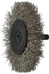 Osborn - 3" OD, 1/4" Shank Diam, Crimped Stainless Steel Wheel Brush - 7/16" Face Width, 3/4" Trim Length, 0.014" Filament Diam, 25,000 RPM - USA Tool & Supply