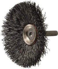Osborn - 3" OD, 1/4" Shank Diam, Crimped Steel Wheel Brush - 7/16" Face Width, 15/16" Trim Length, 0.014" Filament Diam, 20,000 RPM - USA Tool & Supply