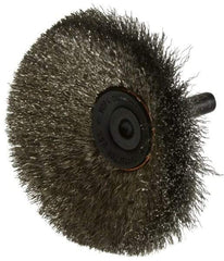 Osborn - 3" OD, 1/4" Shank Diam, Crimped Stainless Steel Wheel Brush - 7/16" Face Width, 15/16" Trim Length, 0.006" Filament Diam, 20,000 RPM - USA Tool & Supply