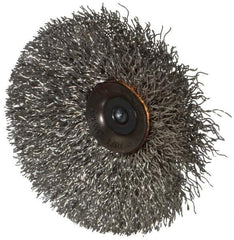 Osborn - 3" OD, 1/4" Shank Diam, Crimped Stainless Steel Wheel Brush - 7/16" Face Width, 15/16" Trim Length, 0.014" Filament Diam, 20,000 RPM - USA Tool & Supply