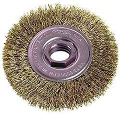 Osborn - 4" OD, M10x1.50 Arbor Hole, Crimped Steel Wheel Brush - 1/2" Face Width, 7/8" Trim Length, 0.014" Filament Diam, 15,000 RPM - USA Tool & Supply