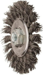 Osborn - 4" OD, M10x1.50 Arbor Hole, Knotted Stainless Steel Wheel Brush - 3/8" Face Width, 7/8" Trim Length, 0.02" Filament Diam, 20,000 RPM - USA Tool & Supply