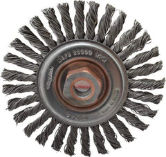 Osborn - 4" OD, 1/2-13 Arbor Hole, Knotted Steel Wheel Brush - 1/4" Face Width, 7/8" Trim Length, 0.02" Filament Diam, 20,000 RPM - USA Tool & Supply