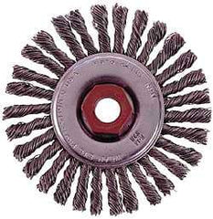Osborn - 4" OD, 1/2-13 Arbor Hole, Knotted Stainless Steel Wheel Brush - 1/4" Face Width, 7/8" Trim Length, 0.02" Filament Diam, 20,000 RPM - USA Tool & Supply