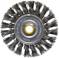Osborn - 4" OD, 5/8" Arbor Hole, Knotted Steel Wheel Brush - 5/16" Face Width, 7/8" Trim Length, 0.02" Filament Diam, 20,000 RPM - USA Tool & Supply
