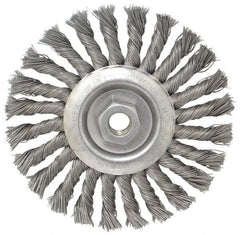 Osborn - 6" OD, 5/8-11 Arbor Hole, Knotted Steel Wheel Brush - 1/2" Face Width, 1-1/2" Trim Length, 0.025" Filament Diam, 9,000 RPM - USA Tool & Supply