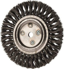 Osborn - 8" OD, 5/8" Arbor Hole, Knotted Steel Wheel Brush - 5/8" Face Width, 1-11/16" Trim Length, 0.025" Filament Diam, 8,500 RPM - USA Tool & Supply