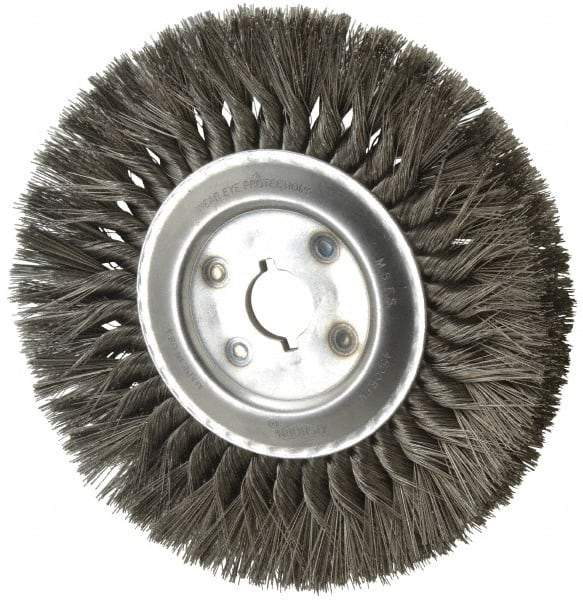 Osborn - 10" OD, 1-1/4" Arbor Hole, Knotted Steel Wheel Brush - 5/8" Face Width, 2-1/4" Trim Length, 0.016" Filament Diam, 4,500 RPM - USA Tool & Supply