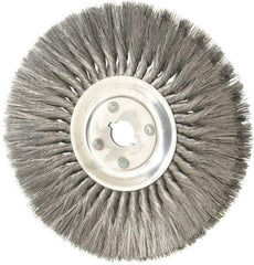 Osborn - 12" OD, 1-1/4" Arbor Hole, Knotted Steel Wheel Brush - 5/8" Face Width, 3-1/4" Trim Length, 0.014" Filament Diam, 4,500 RPM - USA Tool & Supply