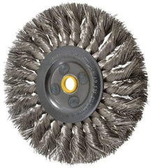 Osborn - 6" OD, 5/8" Arbor Hole, Knotted Stainless Steel Wheel Brush - 1/2" Face Width, 1-1/2" Trim Length, 0.016" Filament Diam, 9,000 RPM - USA Tool & Supply