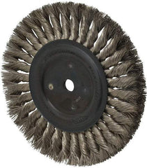 Osborn - 8" OD, 5/8" Arbor Hole, Knotted Stainless Steel Wheel Brush - 5/8" Face Width, 1-11/16" Trim Length, 0.016" Filament Diam, 8,500 RPM - USA Tool & Supply