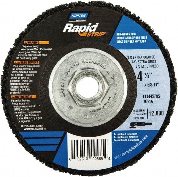 Norton - 4-1/2" Wheel Diam, 1/2" Wheel Thickness, Type 27 Depressed Center Wheel - Silicon Carbide, 12,000 Max RPM, Compatible with Angle Grinder, Drill, Flexible Shaft Motor & Straight Shaft Grinder - USA Tool & Supply