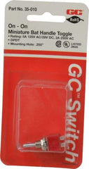 GC/Waldom - DPDT Miniature On-On Toggle Switch - Solder Lug Terminal, Bat Handle Actuator, 125 VAC at 5 A & 250 VAC at 2 A - USA Tool & Supply