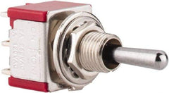 GC/Waldom - DPDT Miniature On-Off-On Toggle Switch - Solder Lug Terminal, Bat Handle Actuator, 125 VAC at 5 A & 250 VAC at 2 A - USA Tool & Supply