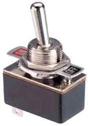 GC/Waldom - SPST Medium Duty On-On Toggle Switch - Solder Lug Terminal, Bat Handle Actuator, 125 VAC at 4 A & 250 VAC at 2 A - USA Tool & Supply