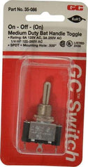 GC/Waldom - SPDT Medium Duty On-Off-On Toggle Switch - Solder Lug Terminal, Bat Handle Actuator, 1/4 hp at 125/250 VAC hp, 125 VAC at 6 A & 250 VAC at 3 A - USA Tool & Supply