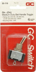 GC/Waldom - SPDT Medium Duty On-On Toggle Switch - Solder Lug Terminal, Bat Handle Actuator, 1/4 hp at 125/250 VAC hp, 125 VAC at 6 A & 250 VAC at 3 A - USA Tool & Supply