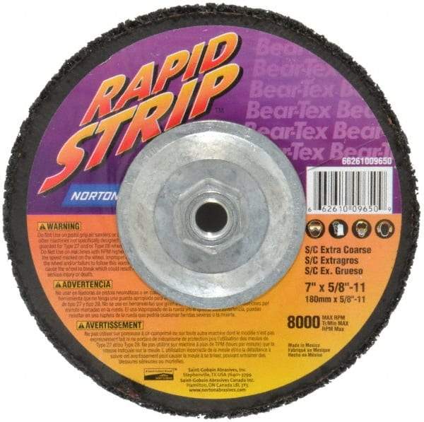 Norton - 7" Wheel Diam, 1/2" Wheel Thickness, Type 27 Depressed Center Wheel - Silicon Carbide, 8,000 Max RPM, Compatible with Angle Grinder, Drill, Flexible Shaft Motor & Straight Shaft Grinder - USA Tool & Supply