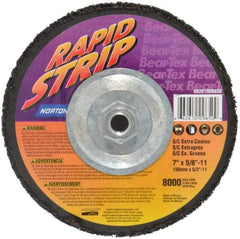 Norton - 7" Wheel Diam, 1/2" Wheel Thickness, Type 27 Depressed Center Wheel - Silicon Carbide, 8,000 Max RPM, Compatible with Angle Grinder, Drill, Flexible Shaft Motor & Straight Shaft Grinder - USA Tool & Supply