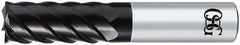 OSG - 3mm, 8mm LOC, 6mm Shank Diam, 45mm OAL, 6 Flute, Solid Carbide Square End Mill - Single End, WXS Finish, Spiral Flute, 45° Helix, Centercutting, Right Hand Cut, Right Hand Flute, Series 9140 - USA Tool & Supply