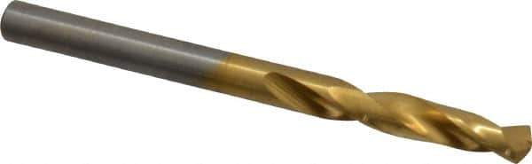 Chicago-Latrobe - 11/64" 135° Spiral Flute High Speed Steel Screw Machine Drill Bit - TiN Finish, Right Hand Cut, 1-1/16" Flute Length, 2-1/8" OAL, Split Point, Straight Shank - USA Tool & Supply