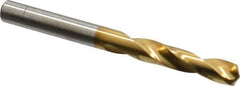 Chicago-Latrobe - 7/32" 135° Spiral Flute High Speed Steel Screw Machine Drill Bit - TiN Finish, Right Hand Cut, 1-1/4" Flute Length, 2-3/8" OAL, Split Point, Straight Shank - USA Tool & Supply