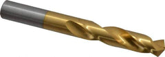 Chicago-Latrobe - 25/64" 135° Spiral Flute High Speed Steel Screw Machine Drill Bit - TiN Finish, Right Hand Cut, 1-7/8" Flute Length, 3-1/4" OAL, Split Point, Straight Shank - USA Tool & Supply
