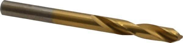 Chicago-Latrobe - #6 135° Spiral Flute High Speed Steel Screw Machine Drill Bit - TiN Finish, Right Hand Cut, 1-1/4" Flute Length, 2-3/8" OAL, Split Point, Straight Shank - USA Tool & Supply