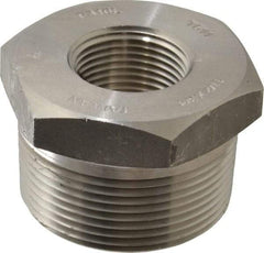 Merit Brass - 1-1/2 x 3/4" Grade 316/316L Stainless Steel Pipe Hex Bushing - MNPT x FNPT End Connections, 3,000 psi - USA Tool & Supply