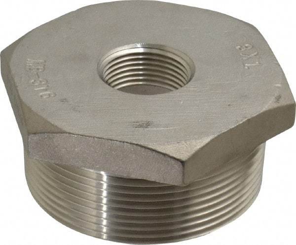 Merit Brass - 3 x 1" Grade 316 Stainless Steel Pipe Hex Bushing - MNPT x FNPT End Connections, 150 psi - USA Tool & Supply