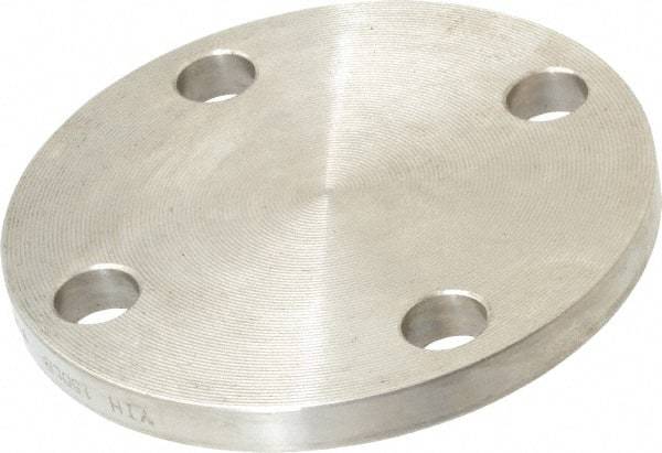 Merit Brass - 1-1/2" Pipe, 5" OD, Stainless Steel, Blind Pipe Flange - 3-7/8" Across Bolt Hole Centers, 5/8" Bolt Hole, 150 psi, Grade 316 - USA Tool & Supply