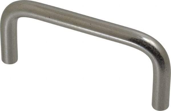 Amatom Electronic Hardware - 3-5/16" Long x 1-1/2" High, Round Handle - Clear Passivated, Stainless Steel, 3" Center to Center - USA Tool & Supply