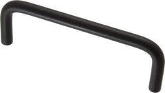 Amatom Electronic Hardware - 4-5/16" Long x 1-1/2" High, Round Handle - Black Anodized, Aluminum, 4" Center to Center - USA Tool & Supply