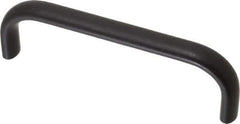 Amatom Electronic Hardware - 4-9/32" Long x 0.44" Wide x 1-9/32" High, Oval Handle - Black Anodized, Aluminum, 4" Center to Center - USA Tool & Supply