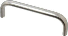 Amatom Electronic Hardware - 4-9/32" Long x 0.44" Wide x 1-9/32" High, Oval Handle - Clear Passivated, Stainless Steel, 4" Center to Center - USA Tool & Supply