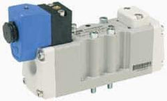 Parker - Four Way, Two Position, Aluminum Solenoid Valve - Normally Open Through Ports 1 & 2, Nitrile Seal - USA Tool & Supply