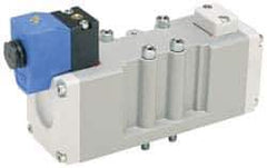 Parker - 4 Way, 2 Position, Aluminum Solenoid Valve - Normally Open Through Ports 1 & 2, Nitrile Seal - USA Tool & Supply