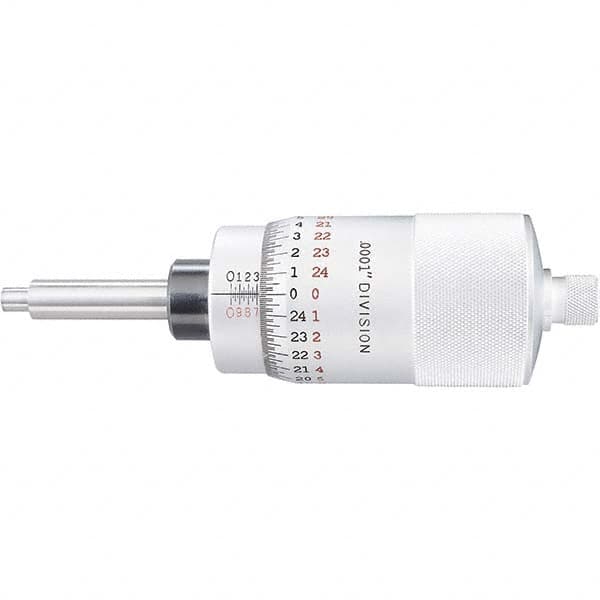 Starrett - 2 Inch, 2-1/16 Inch Plain Thimble, 5/16 Inch Diameter x 2-7/16 Inch Long Spindle, Mechanical Micrometer Head - USA Tool & Supply