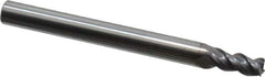 Niagara Cutter - 5/32", 5/16" LOC, 3/16" Shank Diam, 2" OAL, 3 Flute, Solid Carbide Square End Mill - Single End, TiCN Finish, Spiral Flute, 45° Helix, Centercutting, Right Hand Cut, Right Hand Flute, Series A345 - USA Tool & Supply
