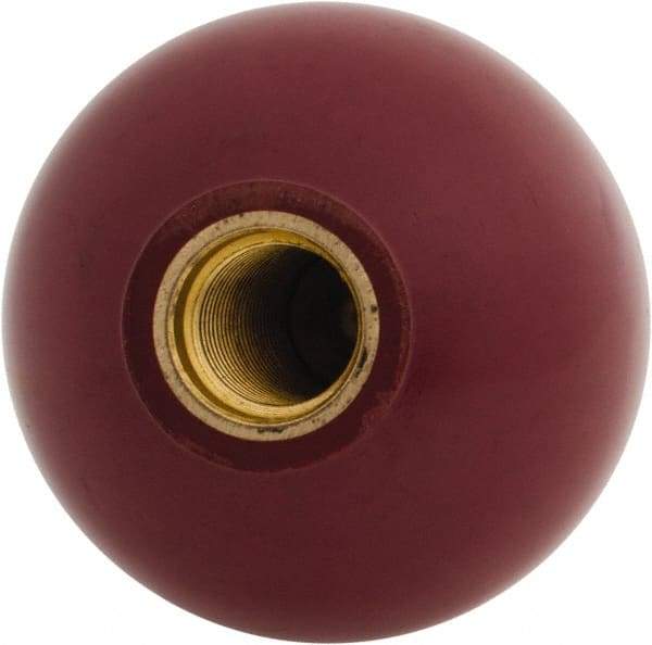 Gibraltar - 1/2-20 Thread, 1-15/16" Diam, 1-27/32" High, Female Insert Ball Knob - Red, Phenolic, Smooth Grip, 1-1/8" Hole Depth - USA Tool & Supply