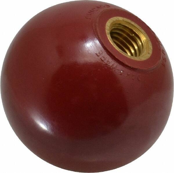 Gibraltar - M12x1.75 Thread, 1-15/16" Diam, 1-27/32" High, Female Insert Ball Knob - Red, Phenolic, Smooth Grip, 18mm Hole Depth - USA Tool & Supply