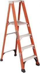 Louisville - 6 Steps, 6' High, Type IAA Rating, Fiberglass Platform Ladder - 375 Lb Capacity, 28-1/8" Base Width - USA Tool & Supply