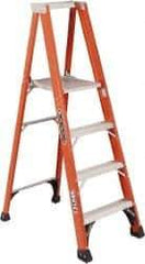 Louisville - 4 Steps, 4' High, Type IAA Rating, Fiberglass Platform Ladder - 375 Lb Capacity, 25-1/8" Base Width - USA Tool & Supply